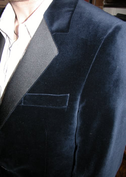 silk satin lapel on velvet bespoke mens suit
