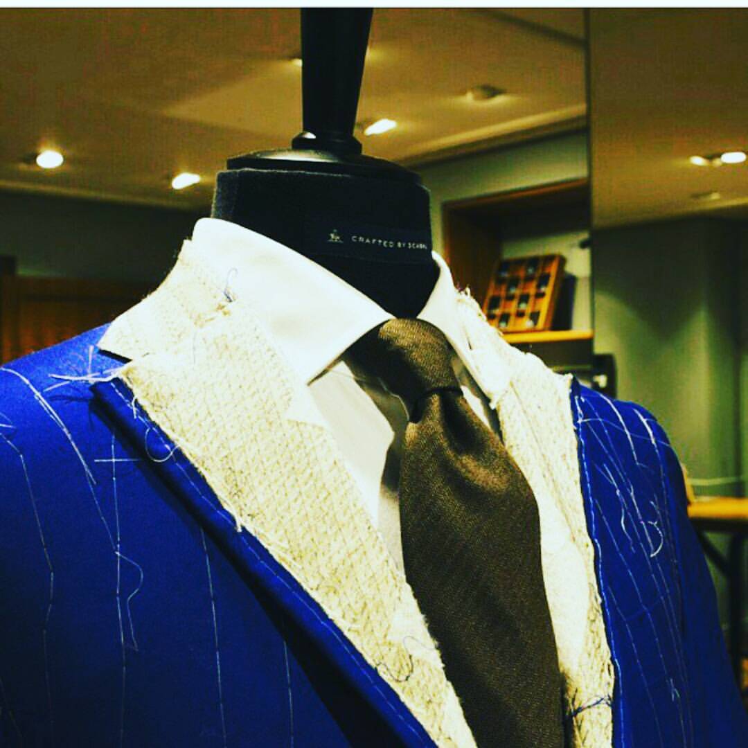 Scabal bespoke suit canvas fitting stage