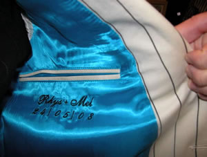 personalised dated lining of wedding suit jacket